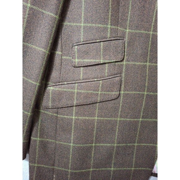 TailorByrd Flannel Windowpane Sport Coat 42L Brown Wool Ticket Pocket - Picture 4 of 14